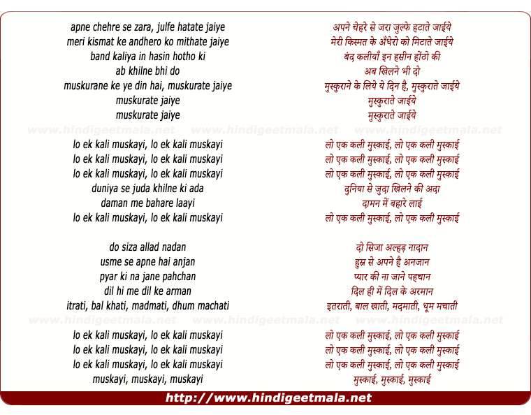 lyrics of song Apne Chehare Se Zara