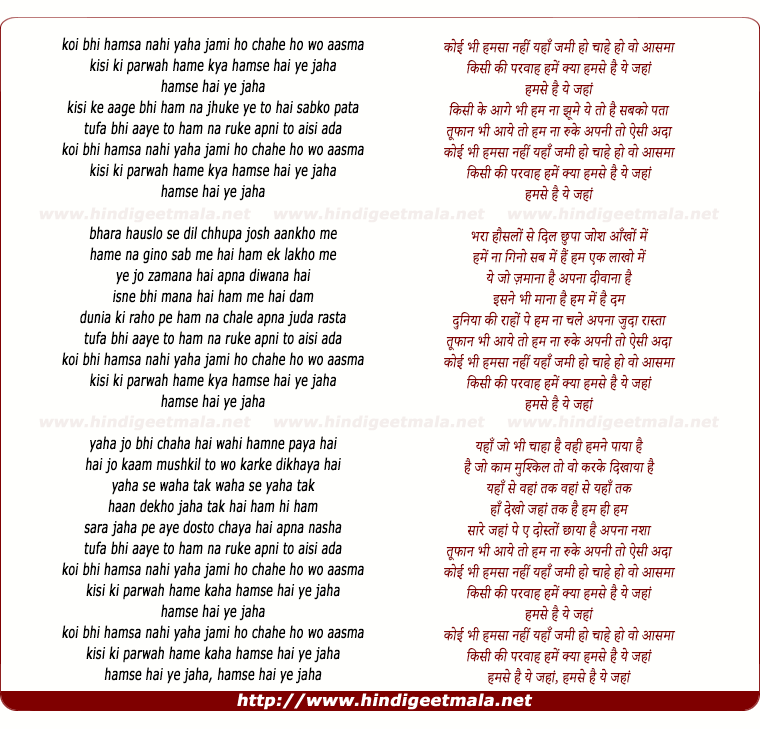 lyrics of song Hum Se (Remix)