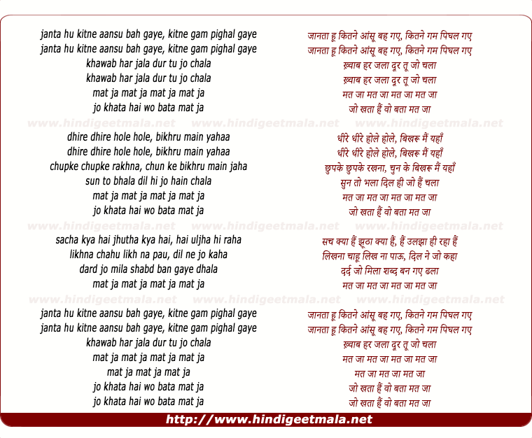 lyrics of song Mat Jaa (Remix)