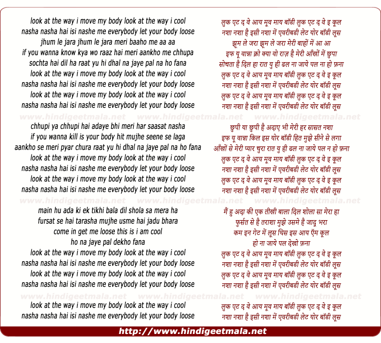 lyrics of song Nasha Nasha