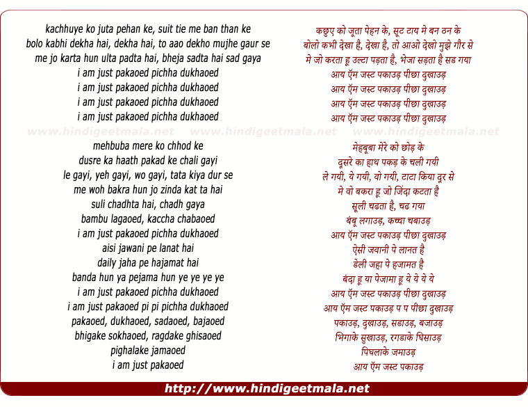 lyrics of song I Am Just Pakaau