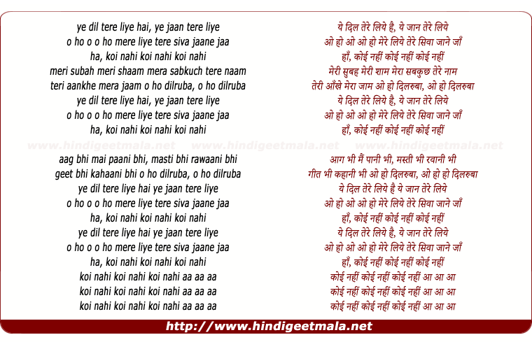 lyrics of song Koi Nahin