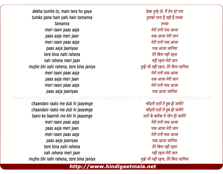 lyrics of song Dekha Tumhe To Tera Ho Gya (Jaaniye)