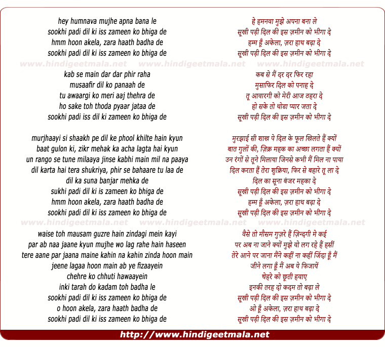 lyrics of song Humnava